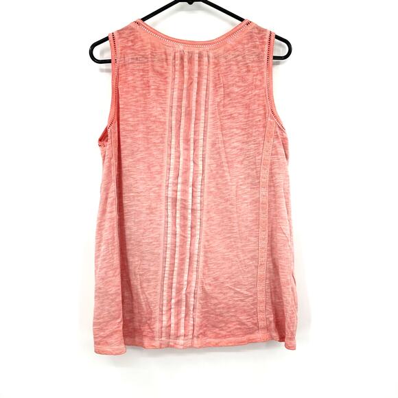 Soft Surroundings Size Medium Scoop Neck Tank Top Pink Textured Embroidered‎ - Picture 2 of 3